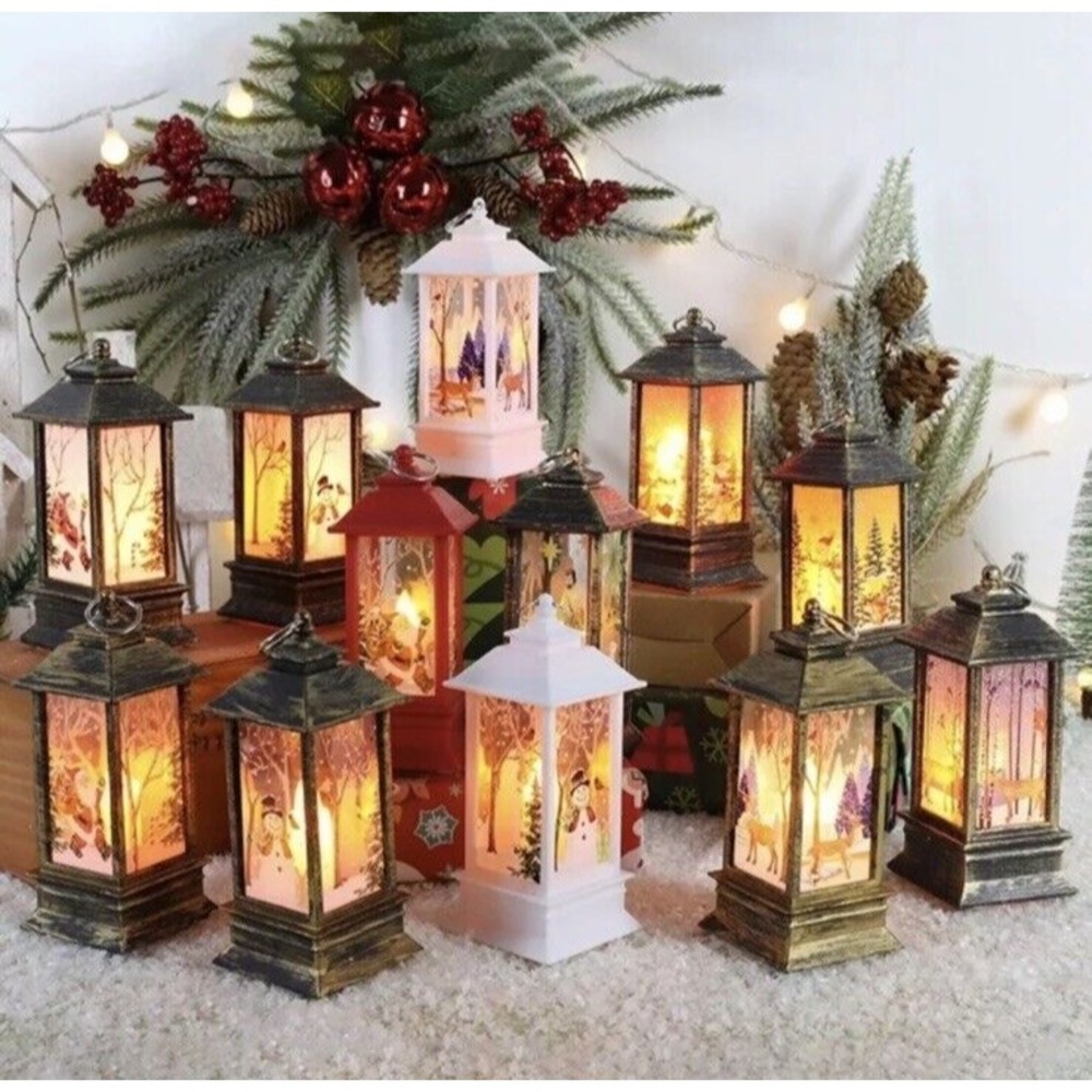 LED Lighted‎ Mini Set of 3 Holiday Lanterns / Christmas DecorationWith Batteries